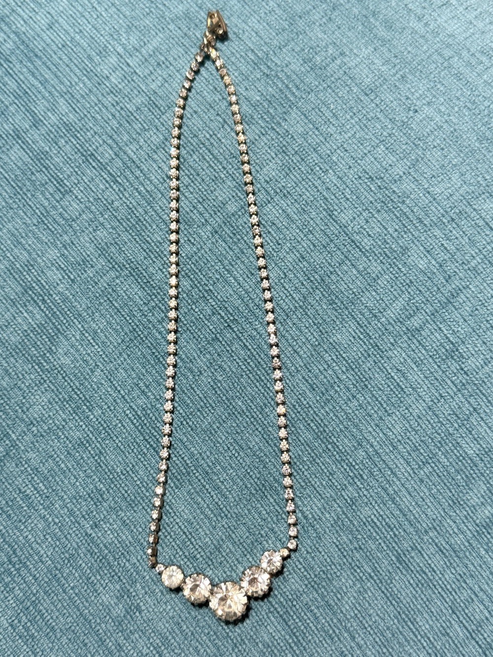 Crystal Pendant Tennis Necklace - Clear Crystal